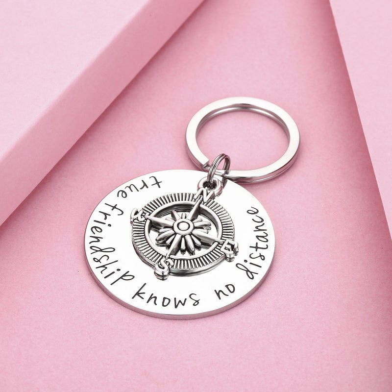 Udobuy Best Friend Keychain - True Friendship Knows No Distance Compass Keychain Long Distance Relationship Gifts - Image 3
